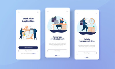 Work plan time management illustration on onboard screen template