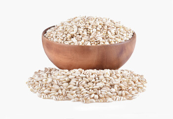 Heap of pearl barley isolated on white