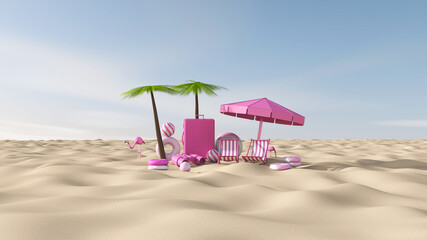 Desert with sky background. 3D illustration, 3D rendering	