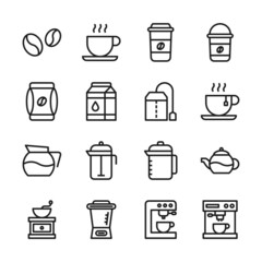 Coffee line icons set vector illustration