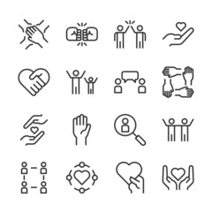 Friendship and love line icons set vector illustration