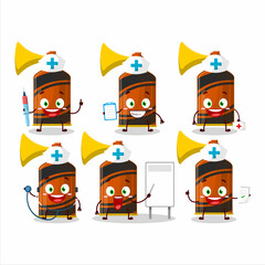 Doctor profession emoticon with orange air horn cartoon character