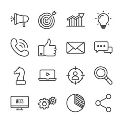 Marketing vector line icons set