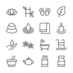 Beauty and spa line icons set vector illustration