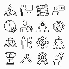 Teamwork icons set vector illustration