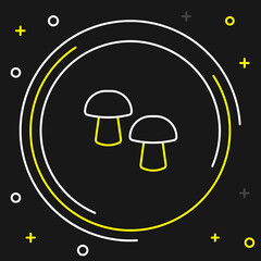 Line Mushroom icon isolated on black background. Colorful outline concept. Vector