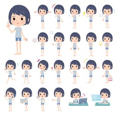 様々な感情表現をする無課金アバター女性のセット