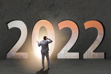 Concept of year 2022 with businessman