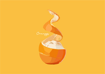 Vector Illustration of Orange, Fruit
