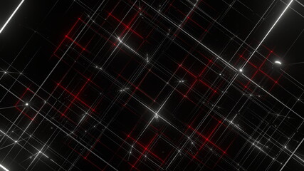 グリッド 面心立方格子構造 立体 ワイヤーフレーム 赤 [別Verあり]