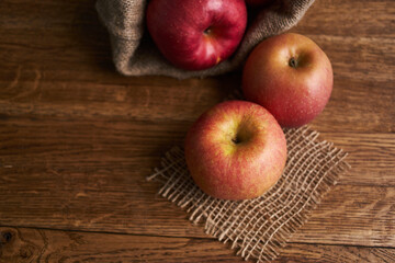 apples on a wooden table vitamins fresh fruits organic