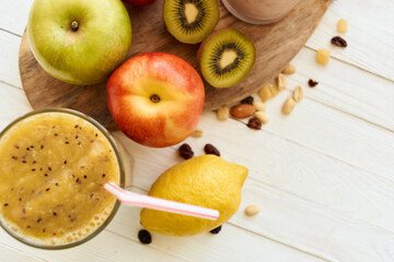 fruit smoothie fresh Fresh Desert milkshake top view