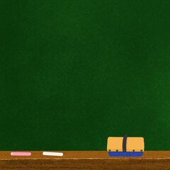 黒板のイラスト　ましかくの背景素材　1:1　黒板消し・チョークあり