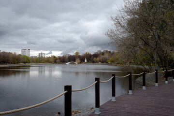 Big Golovinsky pond of Mikhalkovo estate in Moscow, October 2017.