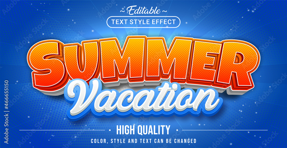Poster Editable text style effect - Summer Vacation text style theme.