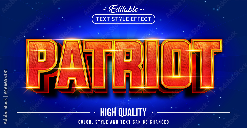 Poster editable text style effect - patriot text style theme.