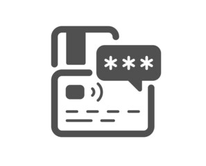 Credit card icon. Bank money payment sign. Password protection symbol. Classic flat style. Quality design element. Simple card icon. Vector