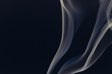 White smoke in front of the black background.	
