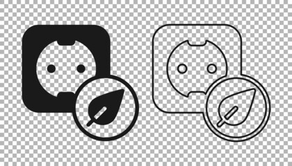 Black Electrical outlet icon isolated on transparent background. Alternative energy. Clean energy. Power socket. Rosette symbol. Vector