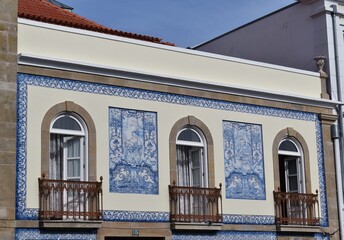 
Typical facade of Portuguese houses, decorated with traditional ceramic tiles called 