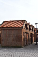 
Wooden houses in the town of Costa Nova in Portugal