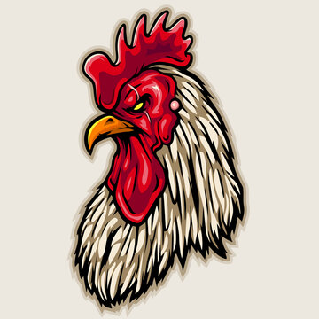 Cartoon chicken rooster head mascot