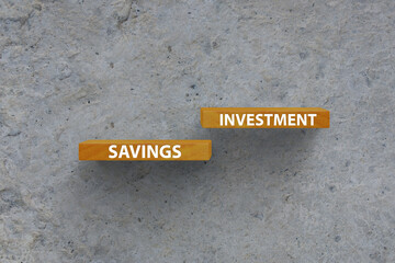 Concept of savings and investment with steps