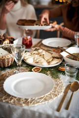 Empty plate for guest at Christmas Eve