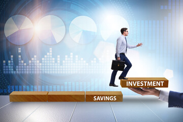 Concept of savings and investment with businessman