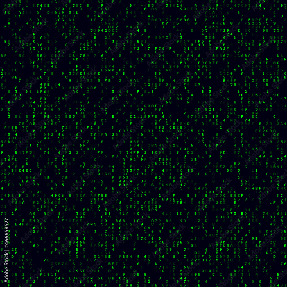 Poster matrix background. green sparse hexadecimal background. big-sized seamless pattern. artistic vector 