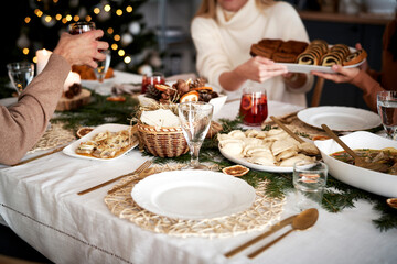 Empty plate for guest at Christmas Eve