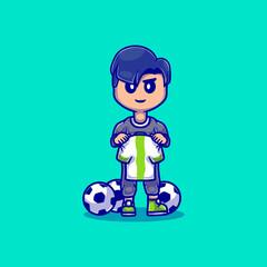 new sign cute football player illustration