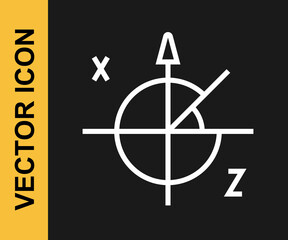 White line Trigonometric circle icon isolated on black background. Vector