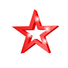 Red 3d star with Golden 3d star with highlights