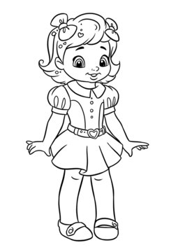 Little girl doll dress illustration coloring