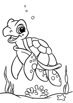 Little sea turtle illustration character coloring