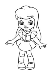 Little girl doll  dress illustration character coloring