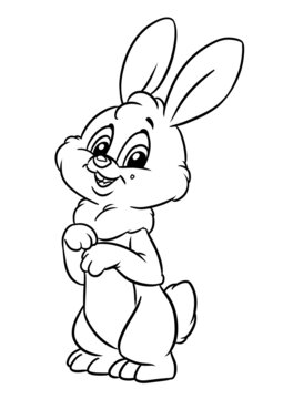 Little cheerful rabbit illustration character coloring