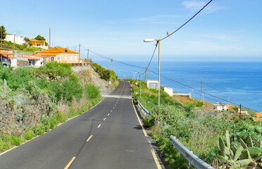 Fototapeta na wymiar Road along the coast on the island of La Palma, Spain