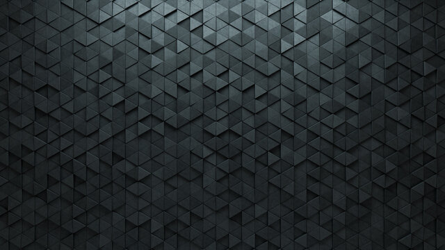 3D, Concrete Wall background with tiles. Triangular, tile Wallpaper with Futuristic, Polished blocks. 3D Render