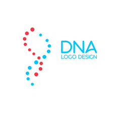 Dna dot Logo Template. Genetics Vector Design. Science and Medicine Illustration. Stock Vector illustration isolated on white background.