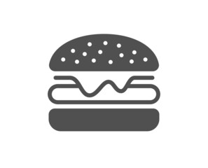 Burger icon. Fast food sign. Hamburger sandwich symbol. Classic flat style. Quality design element. Simple burger icon. Vector