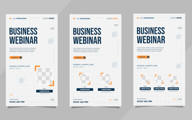 Set of social media stories template for Business Webinar, Marketing Webinar, and other seminars with white minimalist background