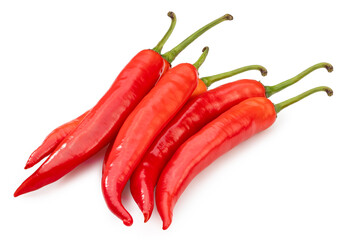 Korean pepper and red pepper isolated on white background, Gochujang Korean traditionl Chili paste on on white background.