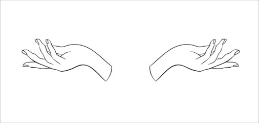 Linear silhouette of an elegant female or witch hand.