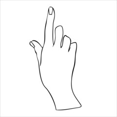 Linear silhouette of an elegant female or witch hand.