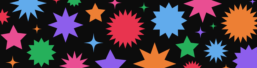 Cool Trendy Geometric Shapes Background. Modern Sparkling Backdrop Illustration. Colorful Stars Collection.