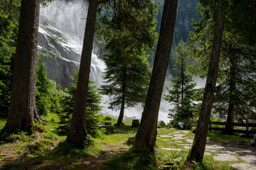 Krimmler waterfall in the mountains