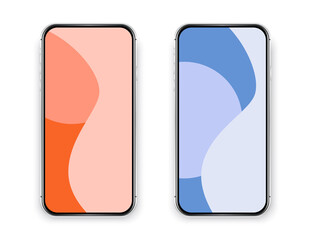 Colorful phone mockup for presentation. Realistic isolated cell phone templates.