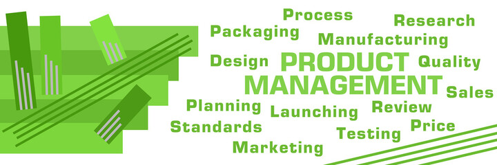 Product Management Word Cloud Green Left Boxes
